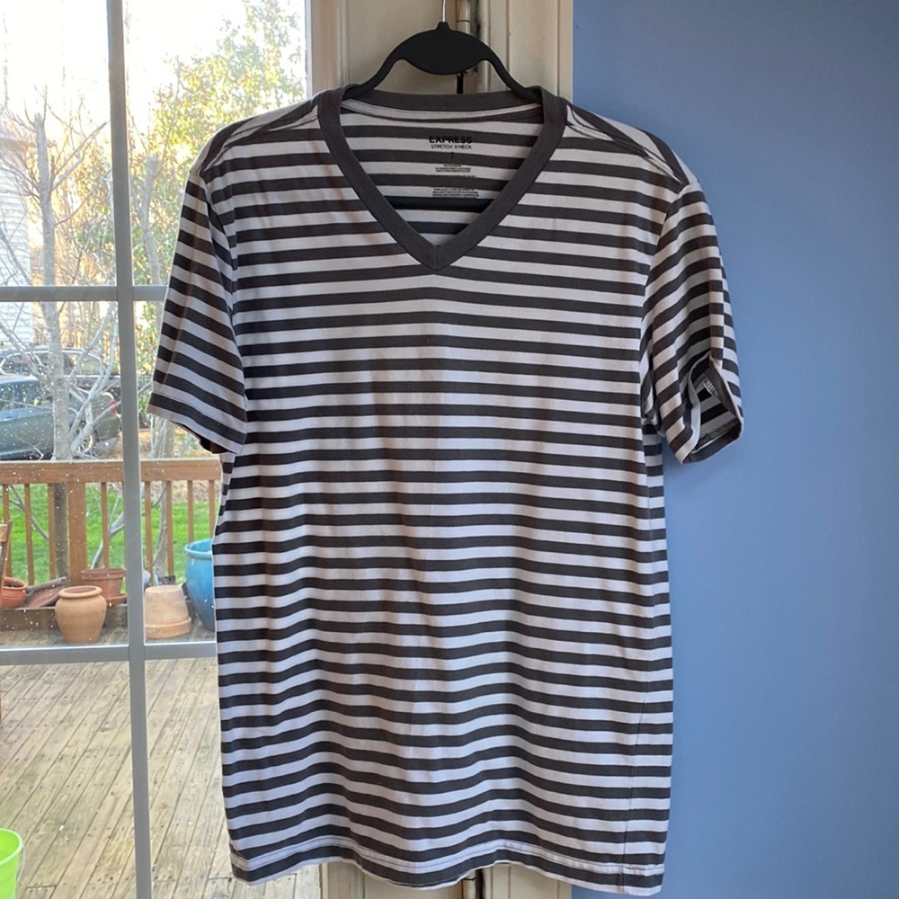 Express grey/white striped top $12 S